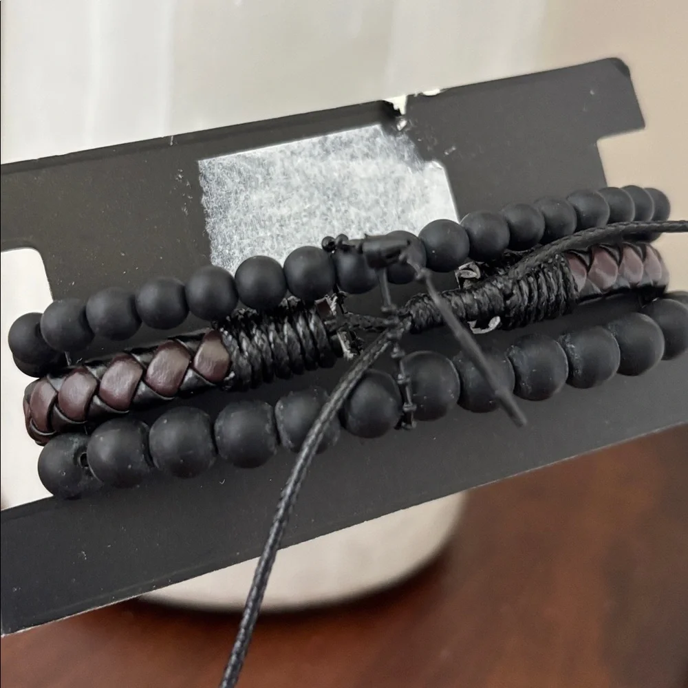 Buddha Wood Bead,flat braided leather,cross,3 row,wrap adjustable,nickle free